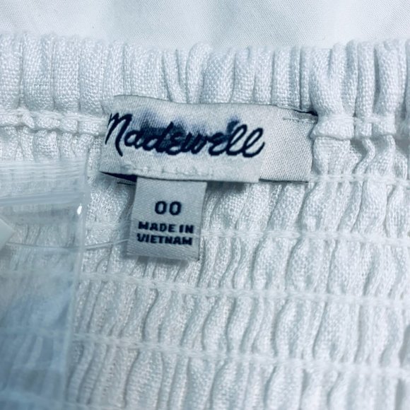 Madewell Gwen Supercrop Vest Tank Size 00 (XS) White Linen Elastic Back - Picture 6 of 7